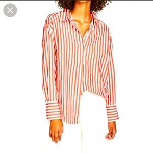 Zara | red and white striped shirt